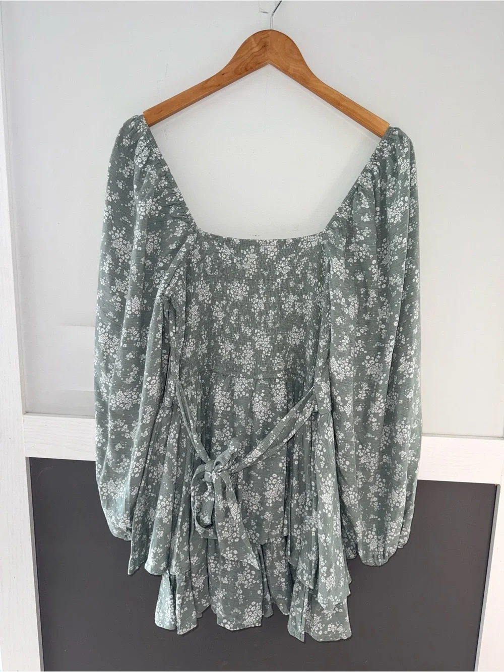 Altar'd State Sage Green Floral Romper